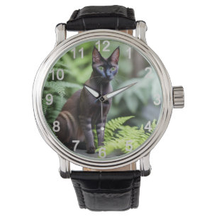 Dexter, die schwarze Siamkatze, gucken Armbanduhr