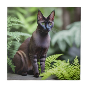 Dexter, die schwarze Siamkatze, Keramik Tile Fliese