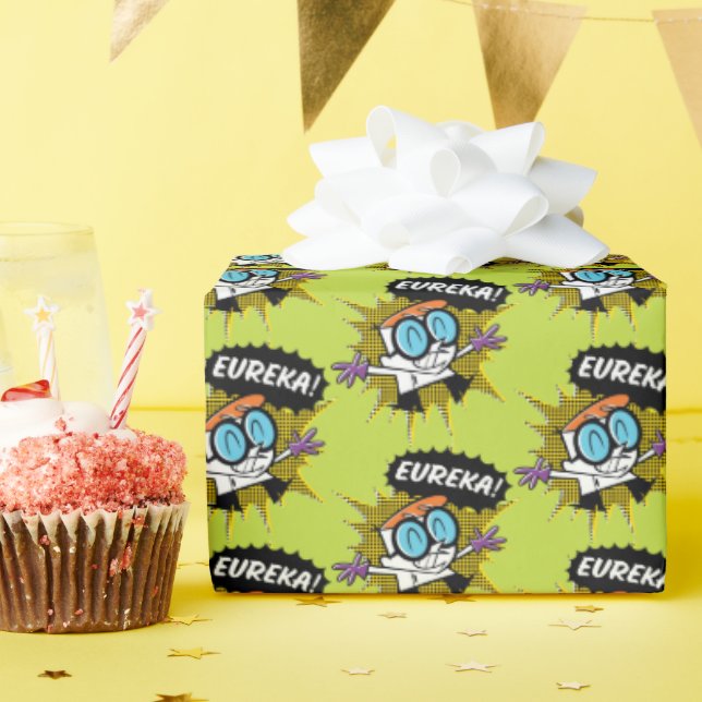 Dexter "Eureka!" Halftone Callout Graphic Geschenkpapier (Geburtstagsparty)