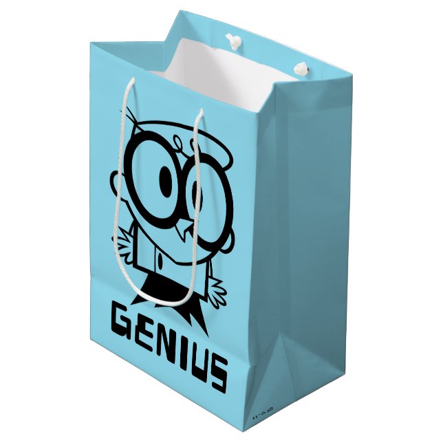 Dexter "Genius" Kontur Graphic Mittlere Geschenktüte (Vorderseite Schrägansicht)
