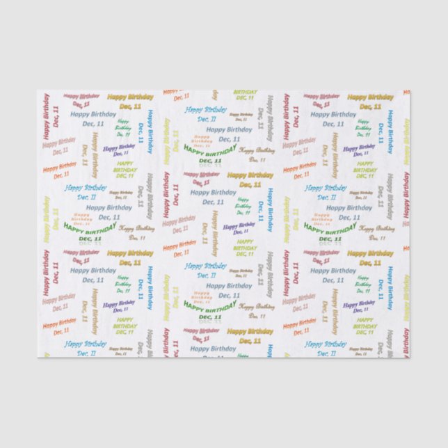 Dezember, 11. Geburtstags-Gewebepapier Seidenpapier (Vorderseite)