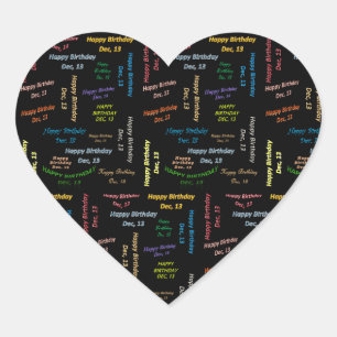 Dezember, 13 Geburtstagsticker Herz-Aufkleber