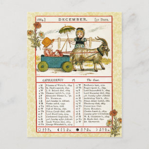 Dezember 1884 Almanac.  Steinbock, Die Ziege Postkarte