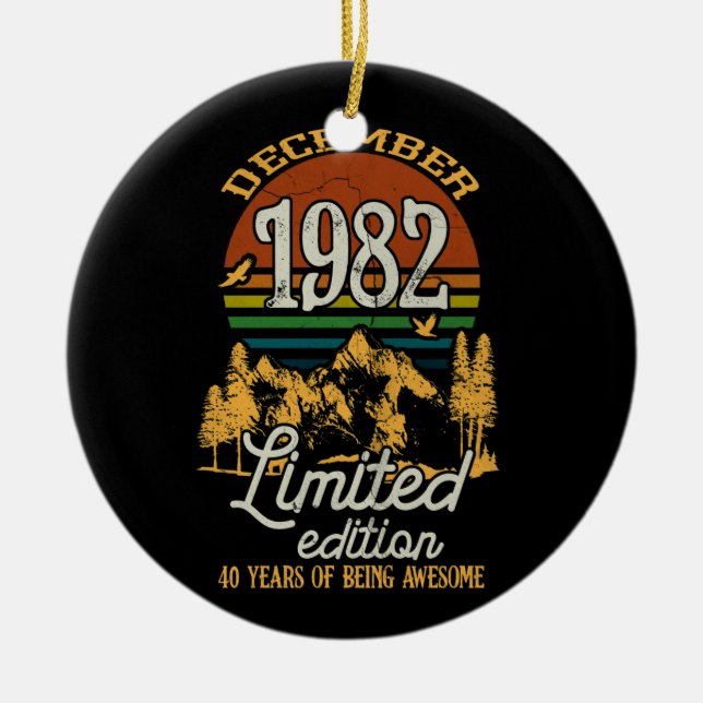 Dezember 1982 Sonnenuntergang 40 Jahre alt 40. Geb Keramik Ornament (Vorne)