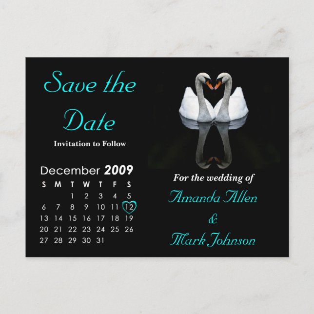 Dezember 2009 Save the Date, Hochzeitsankündigung Ankündigungspostkarte (Vorderseite)