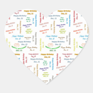 Dezember, 21 Geburtstagsticker Herz-Aufkleber