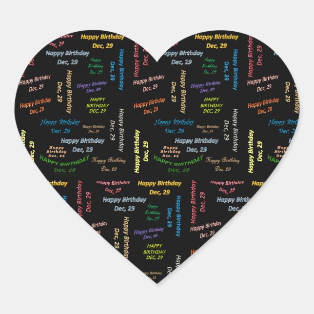 Dezember, 29 Geburtstagsticker Herz-Aufkleber (Vorderseite)