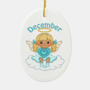Dezember Birthstone Angel Blonde Keramik Ornament