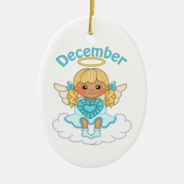 Dezember Birthstone Angel Blonde Keramik Ornament (Vorne)