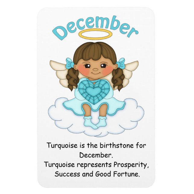 Dezember Birthstone Angel Brünett Premium Magnet (Vertikal)