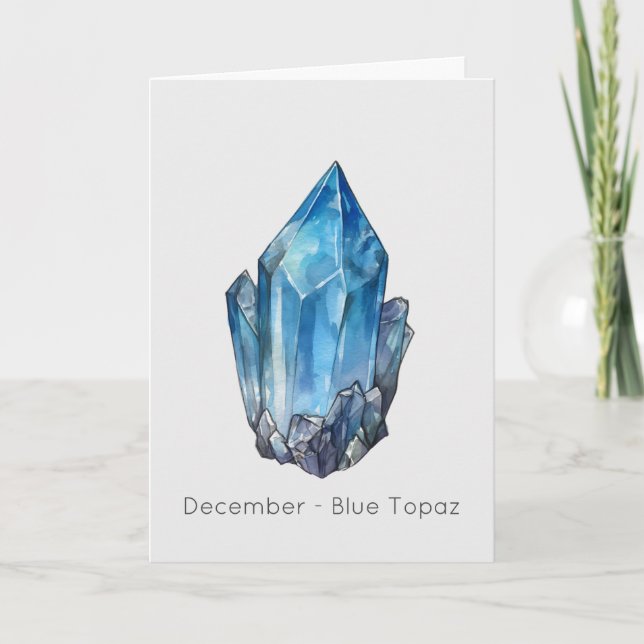 Dezember Birthstone Blue Topaz Happy Birthday Card Karte (Vorderseite)