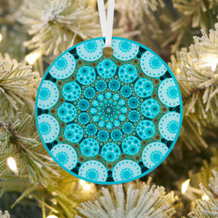 Dezember Birthstone Türkis Mandala Ornament Aus Metall