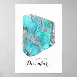 Dezember Birthstone Türkis Wasserfarbe | Poster