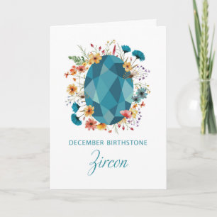 Dezember Birthstone Zircon Birthday Wildblumen Karte