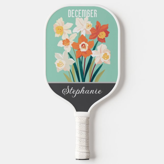Dezember Blume Individuelle Name Pickleball Schläger (Vorderseite)