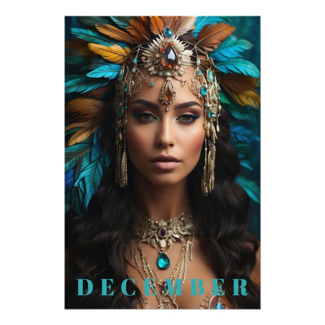 *~* DEZEMBER Boho Headdress Turquoise Zircon AP53 Fotodruck (Vorne)