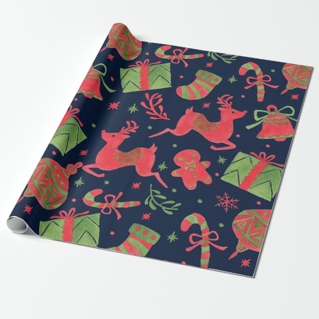 Dezember-Feiertags-Druck Geschenkpapier (Ungerollt)