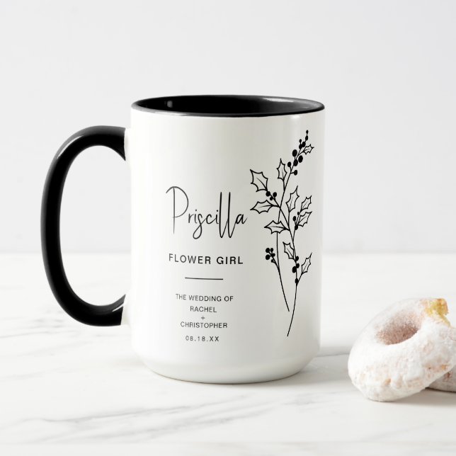 Dezember Flower Girl | Holly Berry Birth Blume Tasse (Mit Donut)
