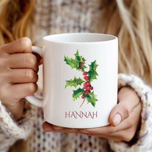 Dezember Geburtmonat Blume Rot und Grün Heilig Kaffeetasse