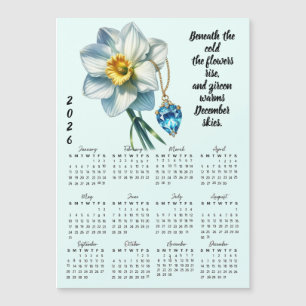 Dezember-Geburtsblumen- und Steinkalender  Magnetkarte