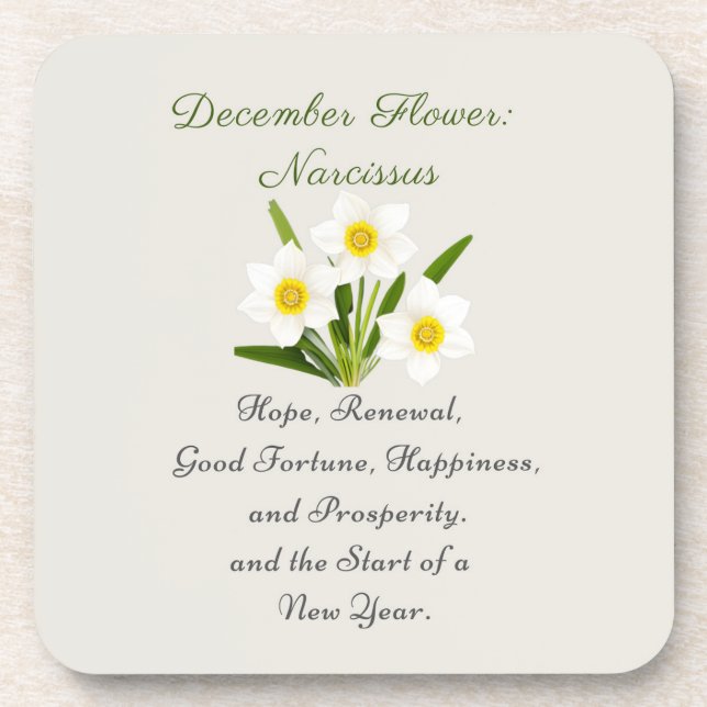 Dezember Geburtsmonat Blume Narcissus Elegante Getränkeuntersetzer (Vorderseite)