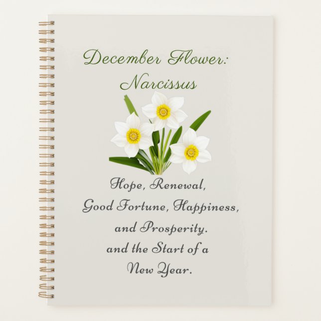 Dezember Geburtsmonat Blume Narcissus Elegante Planer (Vorderseite)