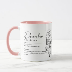 Dezember Geburtsmonat Blume Narcissus Minimalistis Tasse