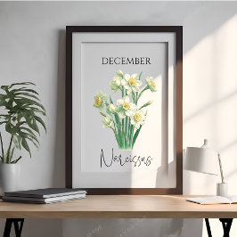 Dezember Geburtsmonat Narcissus Bloral Poster