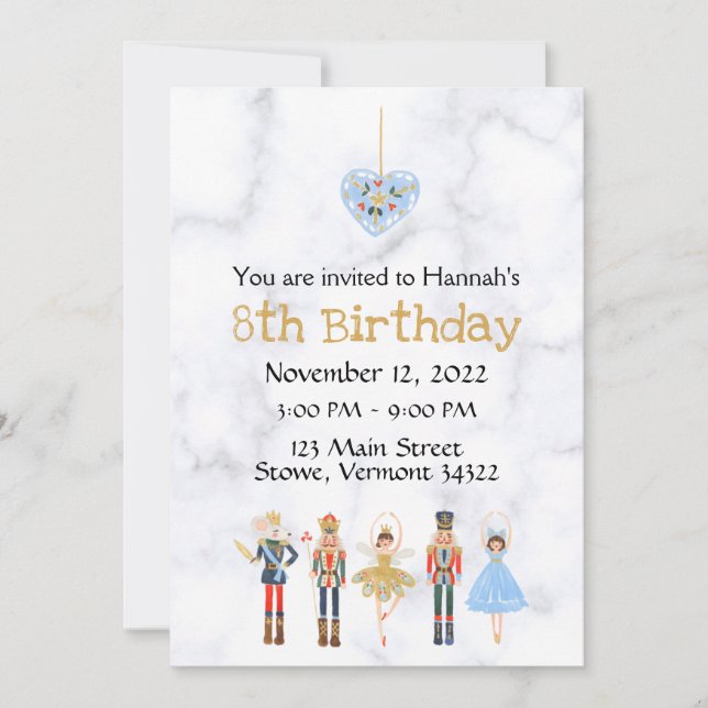 Dezember Geburtstag Nutcracker Einladung (Vorderseite)