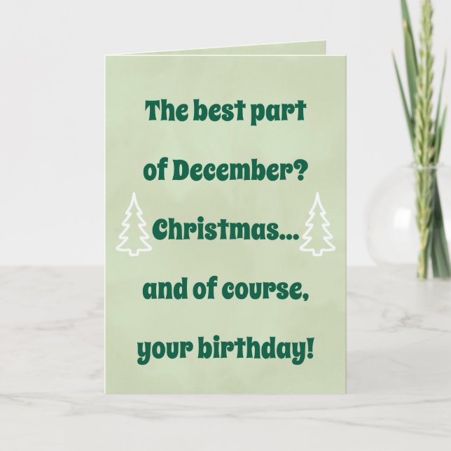 Dezember-Geburtstag und Weihnachtskarte – Lustiger Karte (Vorderseite)