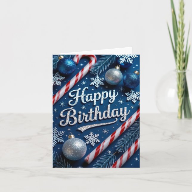 Dezember Geburtstagskarte, Weihnachten Dankeskarte (Vorderseite)