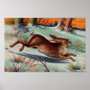 Dezember-Hasen-Kleinplakat Poster