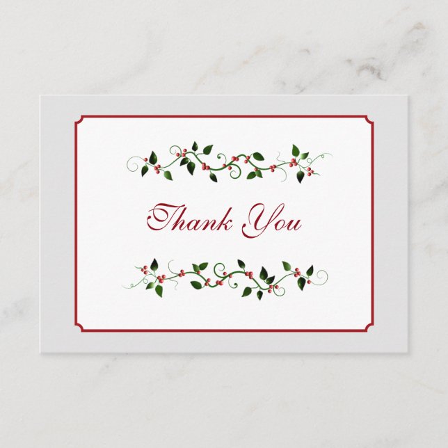 Dezember Hochzeit Vielen Dank Flat Card Mitteilungskarte (Vorderseite)