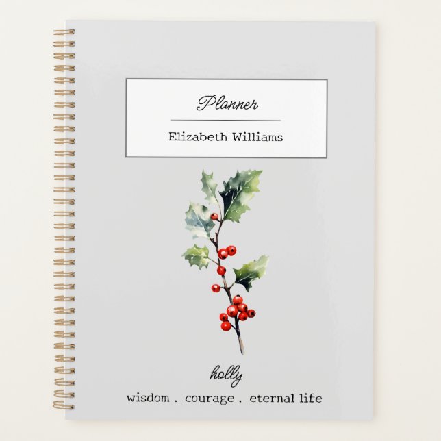 DEZEMBER HOLLY GEBURT BLUME PERSONALISIERT PLANER (Vorderseite)