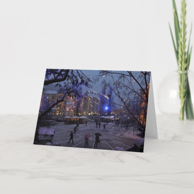 Dezember in Ljubljana Feiertagskarte (Vorderseite)