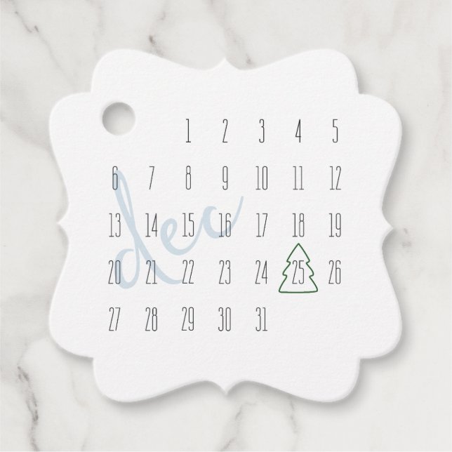 Dezember-Kalender-Weihnachtsgeschenk-Anhänger Geschenkanhänger (Vorderseite)
