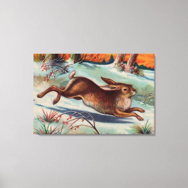 Dezember-Kaninchen wickelte Leinwand-Druck ein Leinwanddruck (Vorderseite)