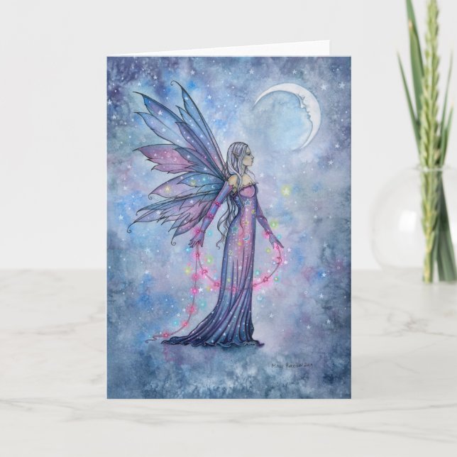 Dezember Moon Fairy Art Blank Grußkarte Karte (Vorderseite)