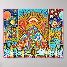 Dezember Naive Folk Art Winter Celebration Poster