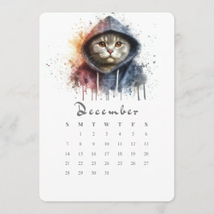 Dezember Stand-Alone Calendar Kitty Cat Splash Art Menükarte