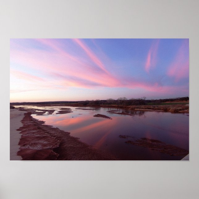 Dezember Sunset, Cimarron River, Oklahoma Poster (Vorne)