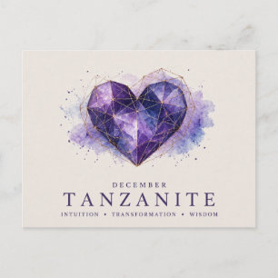 Dezember-Tanzanit-Herz-Geburtsstein Postkarte