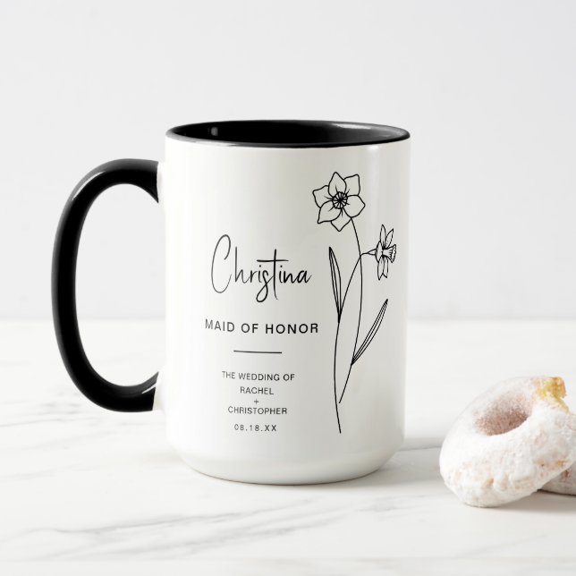 Dezember-Trauzeugin | Jonquil Birth Blume Tasse (Mit Donut)