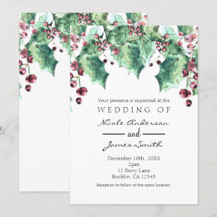 Dezember Winter Wedding Holly Berry Holiday Einladung