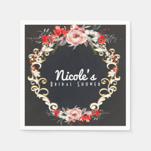 Dezember Winterhochzeit Stechpalmen-Blumen Elegant Serviette