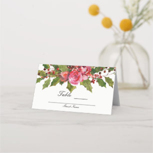 Dezember Winterhochzeit Stechpalmenzweige Blumen T Platzkarte