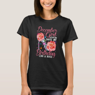 Dezembermädchen tritt in meinen Geburtstag wie ein T-Shirt