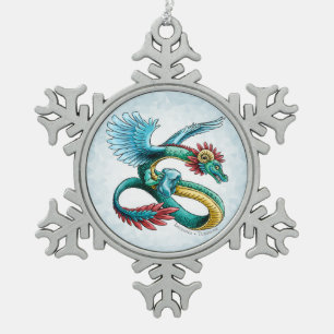Dezembers Birthstone Drache: Türkis Schneeflocken Zinn-Ornament