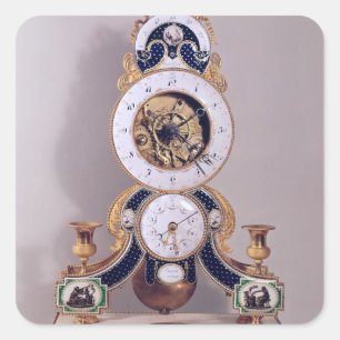 Dezimal- und Dezimaluhr Quadratischer Aufkleber