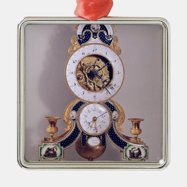 Dezimale und duodezimale Uhr Silbernes Ornament (Vorne)